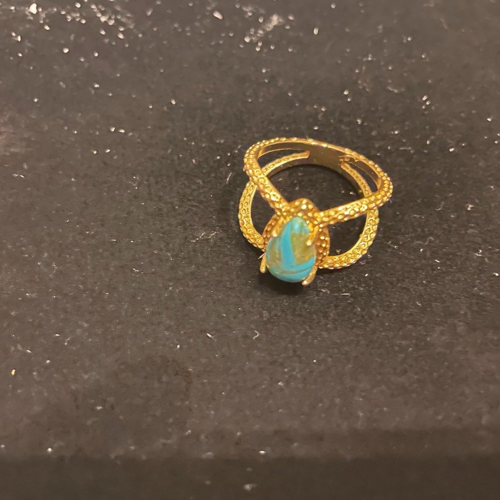 Gold ring with turquoise stone, Free People